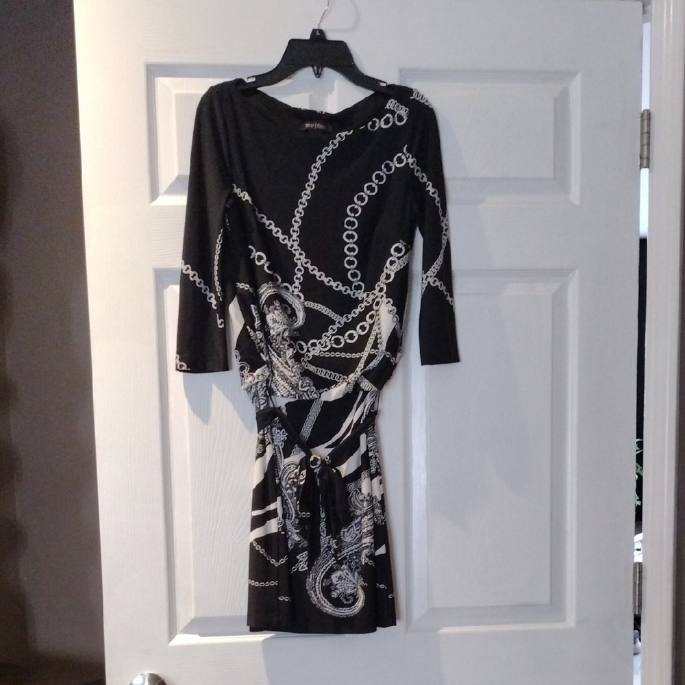White House Black Market Black and White Chain Dress